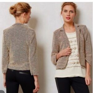 Anthropologie Cartonnier Tamsin Woven Tweed Blazer Jacket Large-fits like medium
